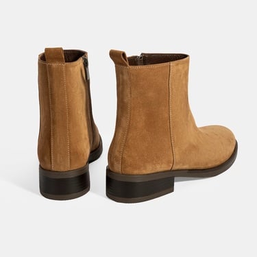  Kadın Taba Fermuarlı Süet Deri Bot