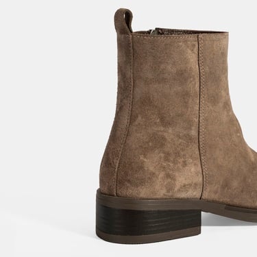  Kadın Kahve Fermuarlı Süet Deri Bot