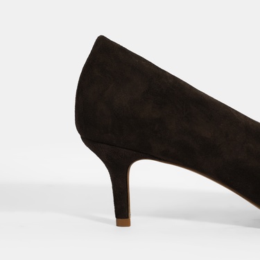  Kadın Kahve Klasik Süet Topuklu Ayakkabı