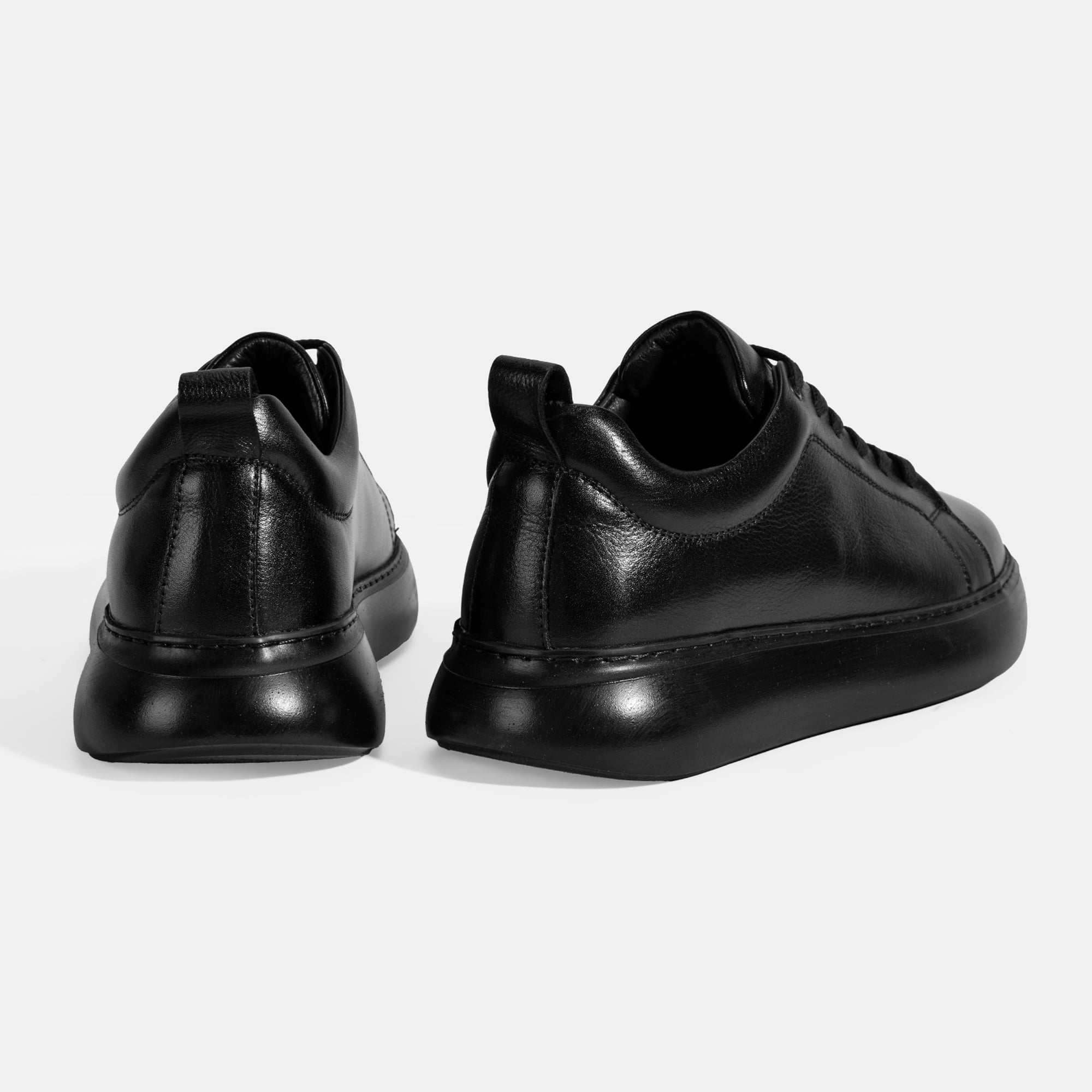 Erkek Siyah Bağcıklı Deri Spor Ayakkabı