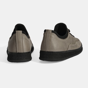  Erkek Gri Bağcıklı Nubuk Deri Günlük Ayakkabı