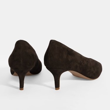  Kadın Kahve Klasik Süet Topuklu Ayakkabı