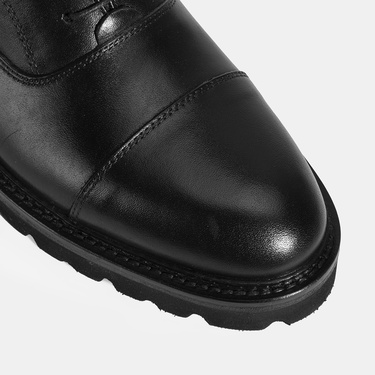  Erkek Siyah Bağcıklı Deri Klasik Ayakkabı