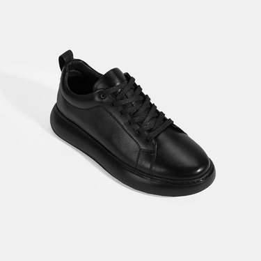  Erkek Siyah Bağcıklı Deri Spor Ayakkabı