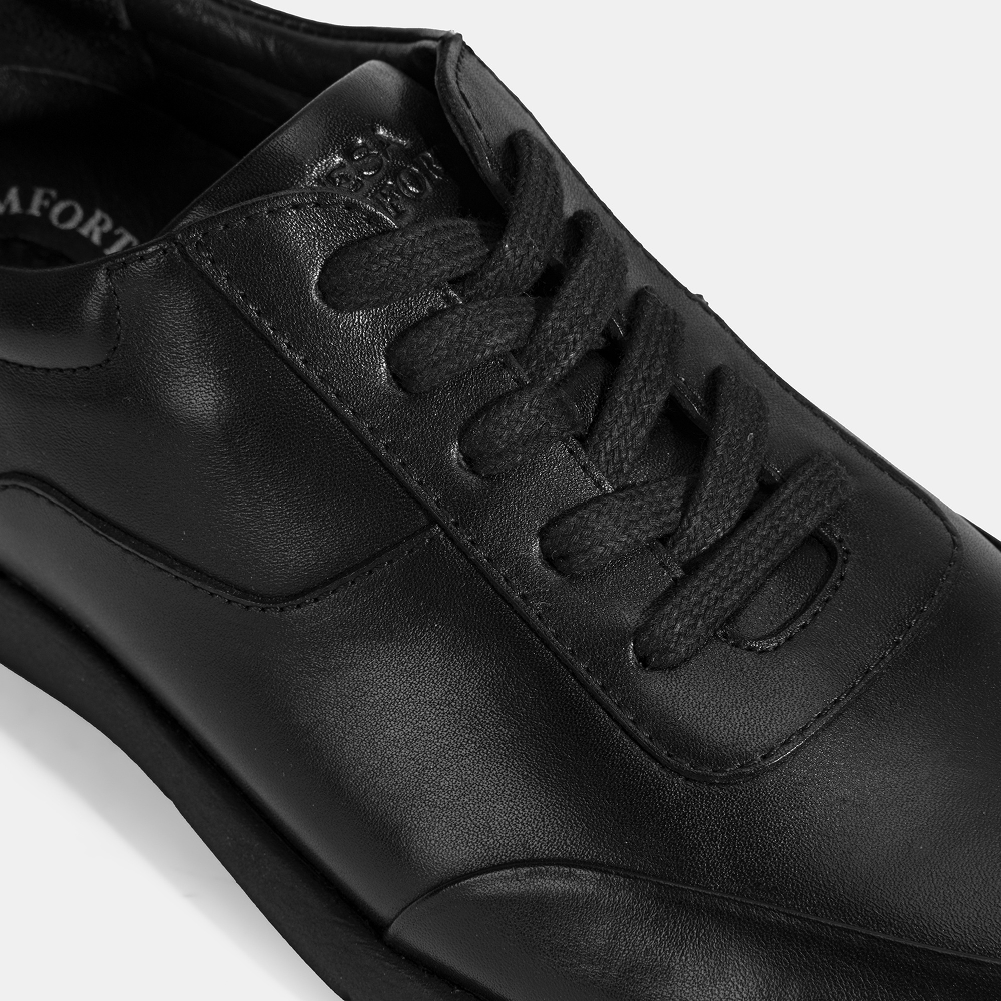 Erkek Siyah DesaComfort Bağcıklı Deri Günlük Ayakkabı