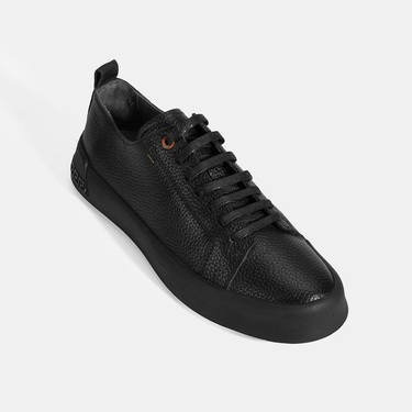  Erkek Siyah Bağcıklı Deri Günlük Ayakkabı