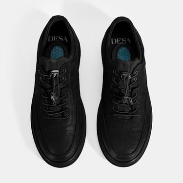  Erkek Siyah Bağcıklı Nubuk Deri Günlük Ayakkabı