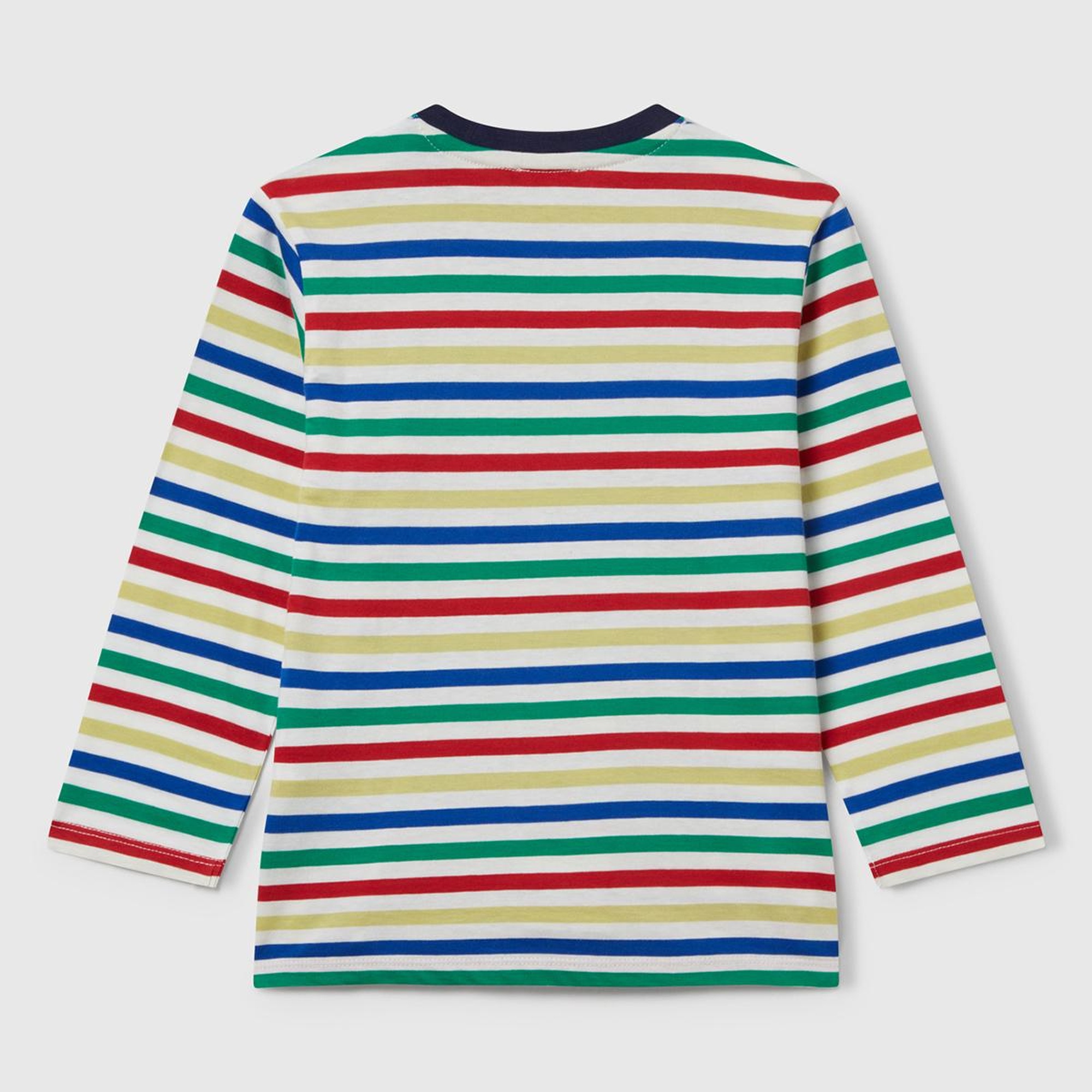 Erkek Çocuk Beyaz Mix Çizgi Desenli Uzun Kollu Bisiklet Yaka Regular Fit T-shirt