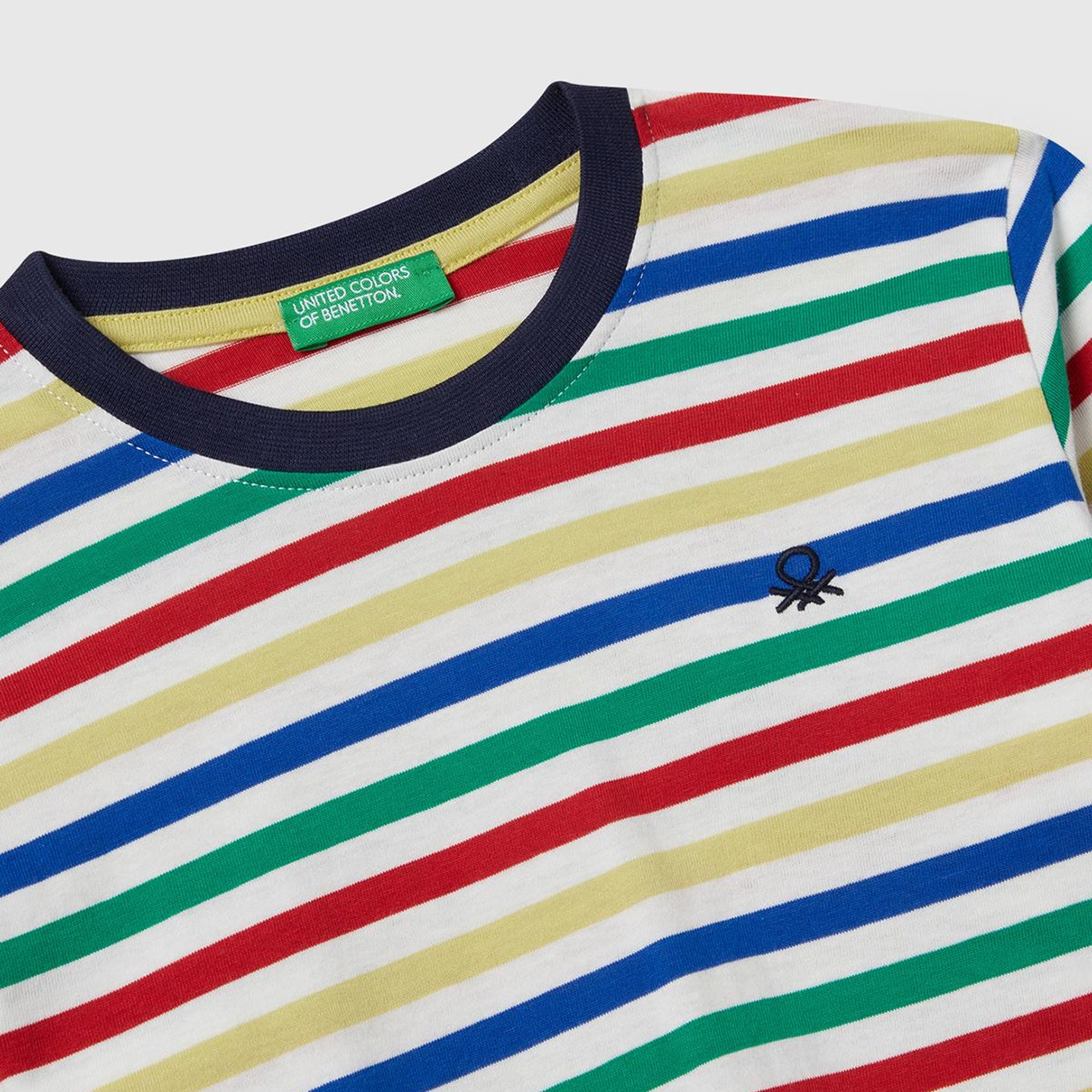 Erkek Çocuk Beyaz Mix Çizgi Desenli Uzun Kollu Bisiklet Yaka Regular Fit T-shirt