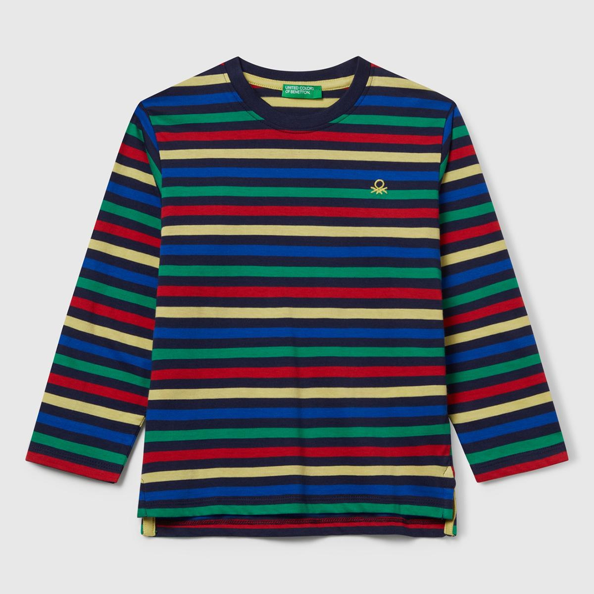 Erkek Çocuk Siyah Mix Çizgi Desenli Uzun Kollu Bisiklet Yaka Regular Fit T-shirt