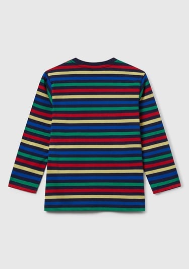  Erkek Çocuk Siyah Mix Çizgi Desenli Uzun Kollu Bisiklet Yaka Regular Fit T-shirt