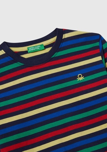  Erkek Çocuk Siyah Mix Çizgi Desenli Uzun Kollu Bisiklet Yaka Regular Fit T-shirt