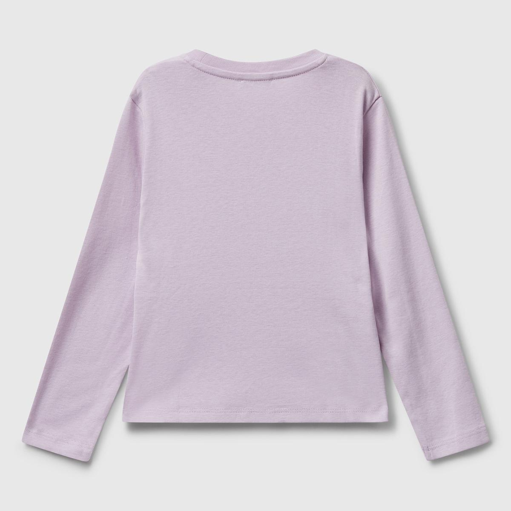 Kız Çocuk Lila Önü Parıltılı Logo Baskılı Slim Fit Uzun Kollu T-shirt