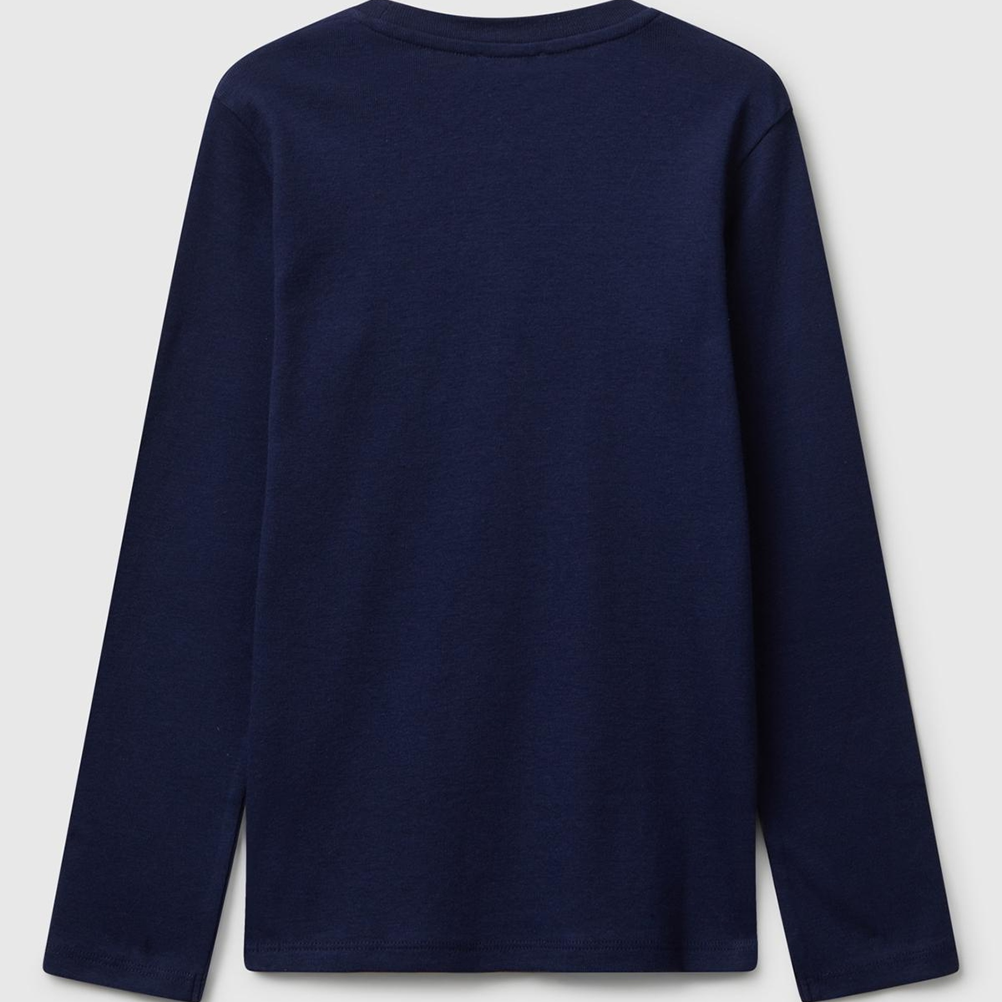 Kız Çocuk Lacivert Parıltılı Logo Baskılı Regular Fit Uzun Kollu T-shirt