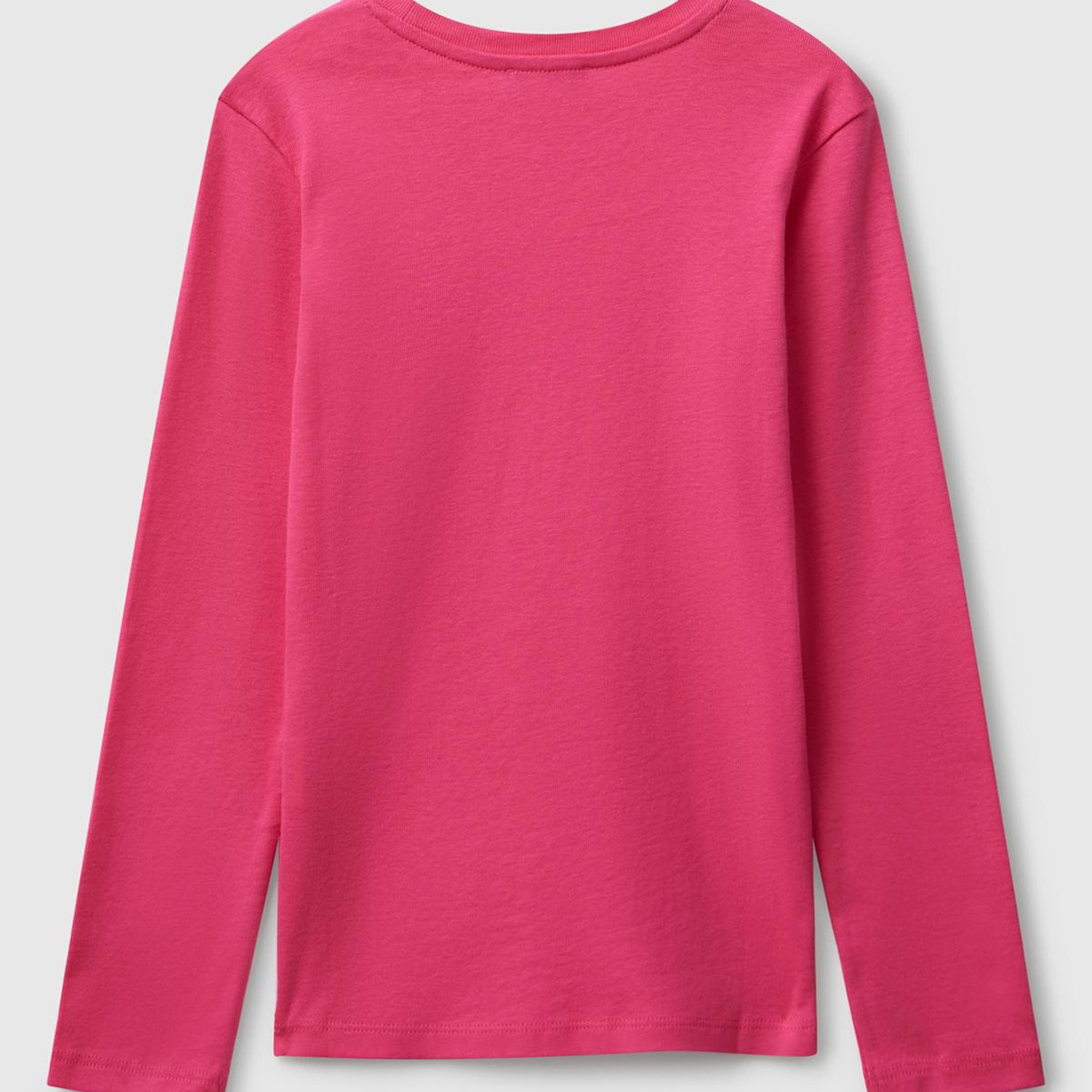 Kız Çocuk Pembe Parıltılı Logo Baskılı Regular Fit Uzun Kollu T-shirt