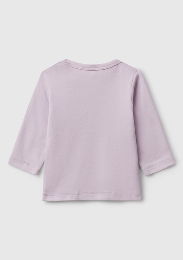 Bebek Lila Logo Baskılı Omzu Çıtçıtlı Bisiklet Yaka Uzun Kollu T-shirt