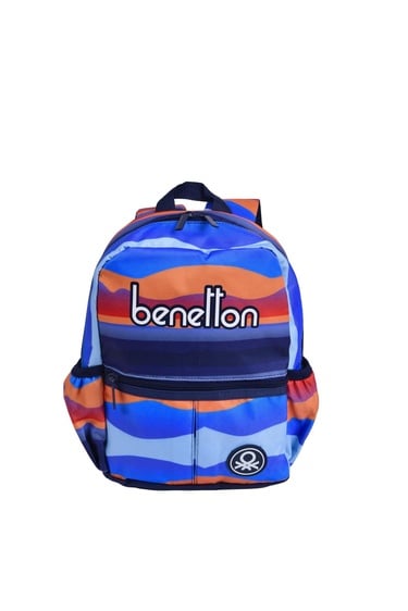  Erkek Çocuk Mavi Kamuflaj Desenli Benetton Yazılı Anaokul Çantası