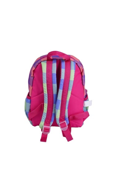  Kız Çocuk Pembe Ekose Desenli Benetton Yazılı Anaokul Çantası