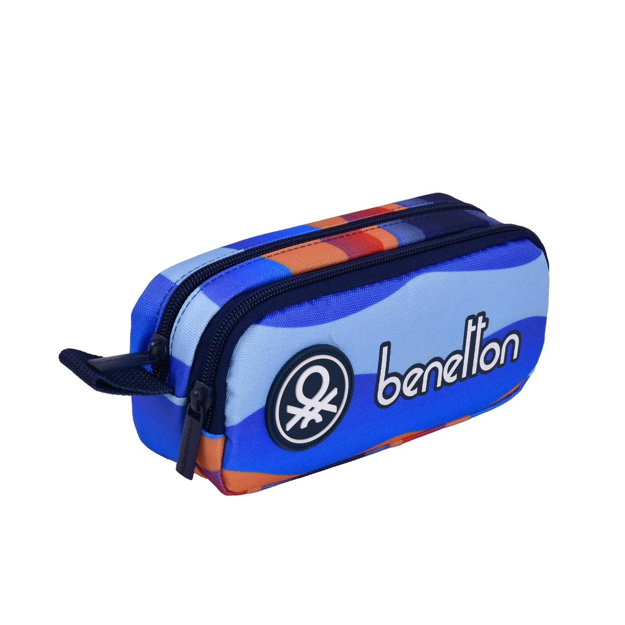 Erkek Çocuk Mavi Kamuflaj Desenli Benetton Yazılı Çift Bölme Kalem Kutusu