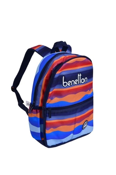  Erkek Çocuk Mavi Kamuflaj Desenli Benetton Yazılı Sırt Çantası