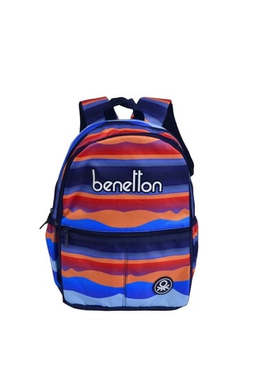  Erkek Çocuk Mavi Kamuflaj Desenli Benetton Yazılı Sırt Çantası