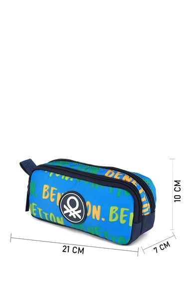  Erkek Çocuk Mavi Benetton Yazılı Çift Gözlü Kalem Kutusu