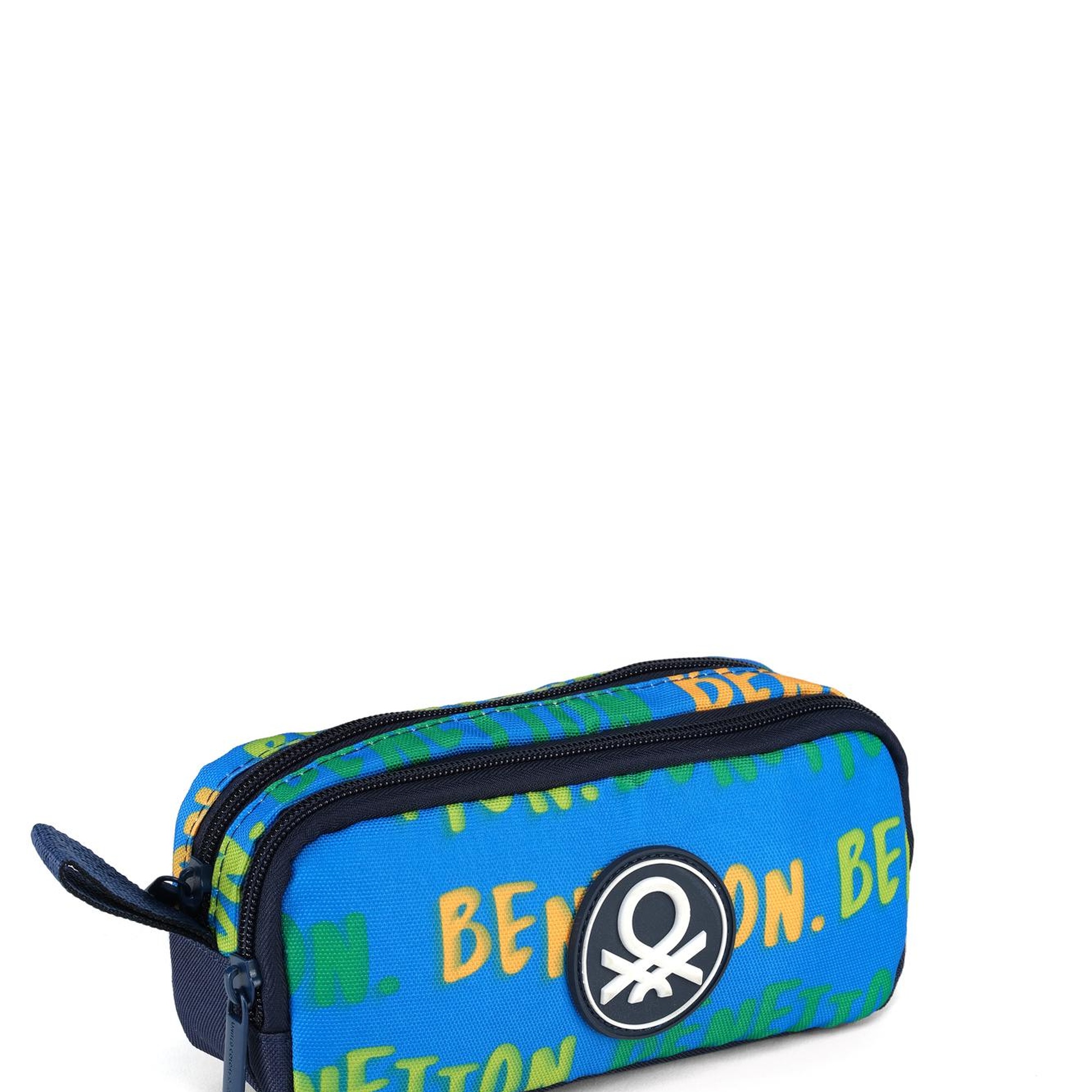 Erkek Çocuk Mavi Benetton Yazılı Çift Gözlü Kalem Kutusu