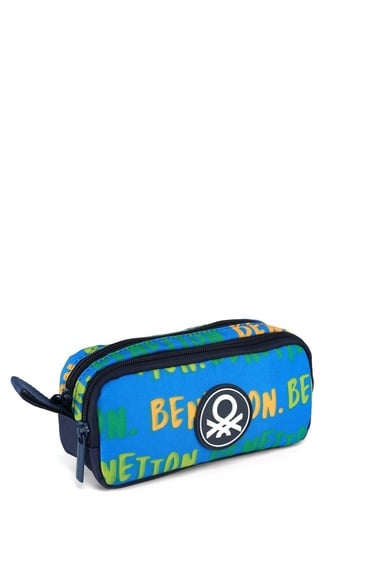  Erkek Çocuk Mavi Benetton Yazılı Çift Gözlü Kalem Kutusu