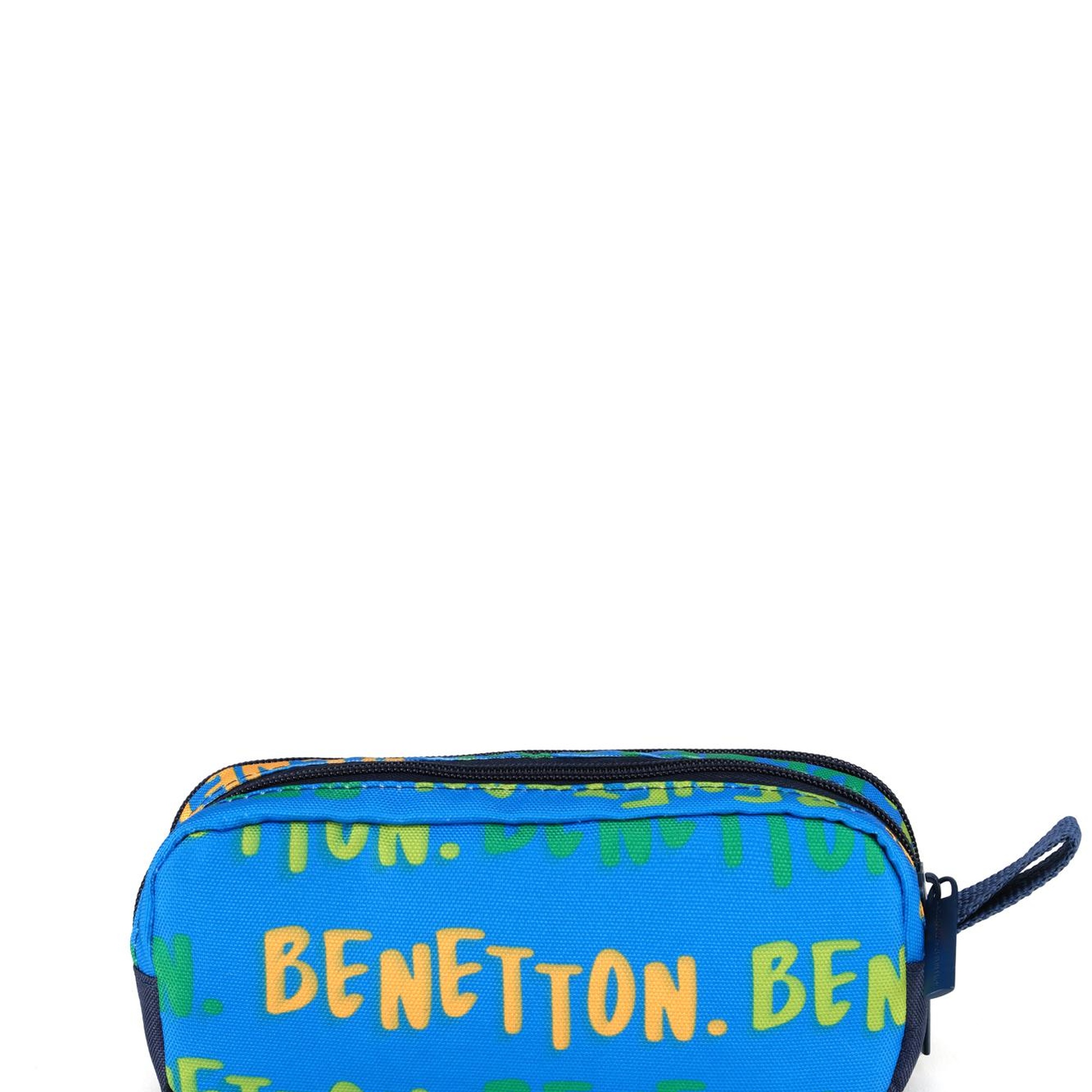 Erkek Çocuk Mavi Benetton Yazılı Çift Gözlü Kalem Kutusu