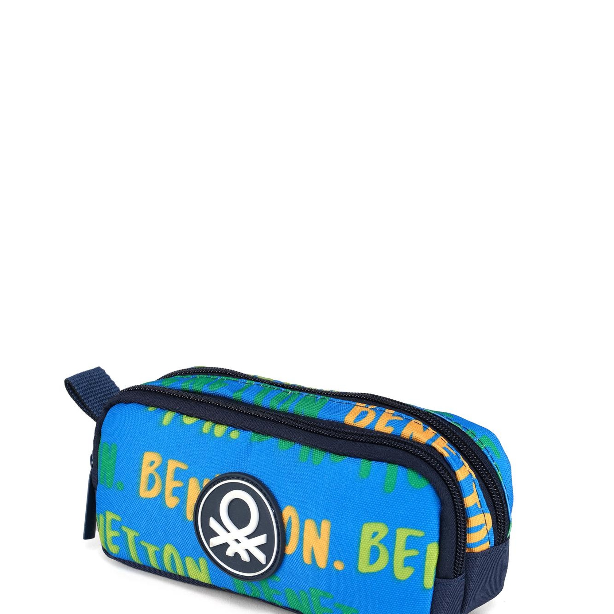 Erkek Çocuk Mavi Benetton Yazılı Çift Gözlü Kalem Kutusu