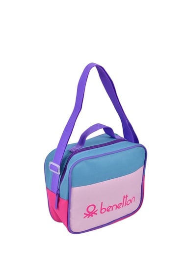  Kız Çocuk Pembe Benetton Yazılı Renk Bloklu Beslenme Çantası