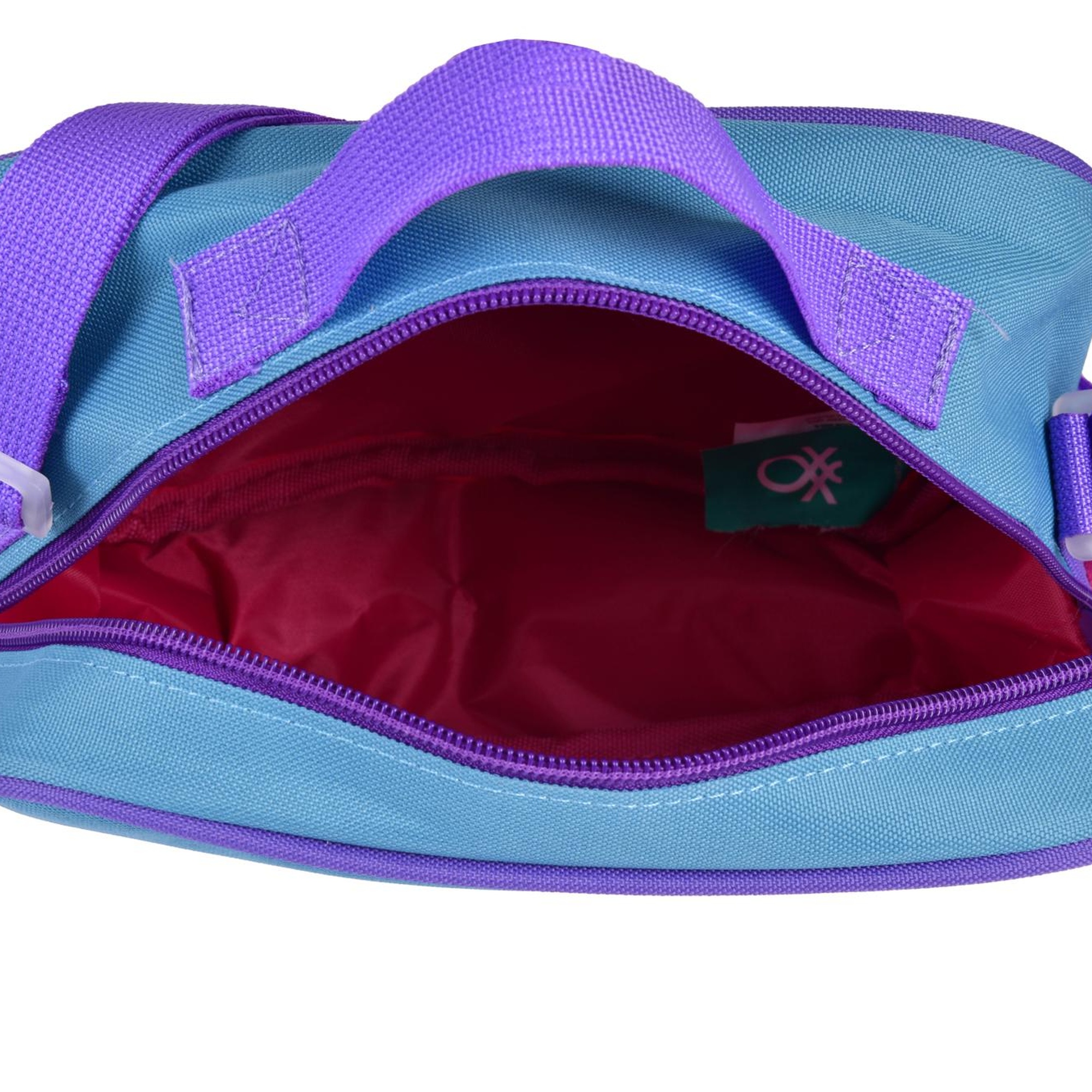 Kız Çocuk Pembe Benetton Yazılı Renk Bloklu Beslenme Çantası