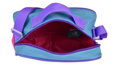  Kız Çocuk Pembe Benetton Yazılı Renk Bloklu Beslenme Çantası