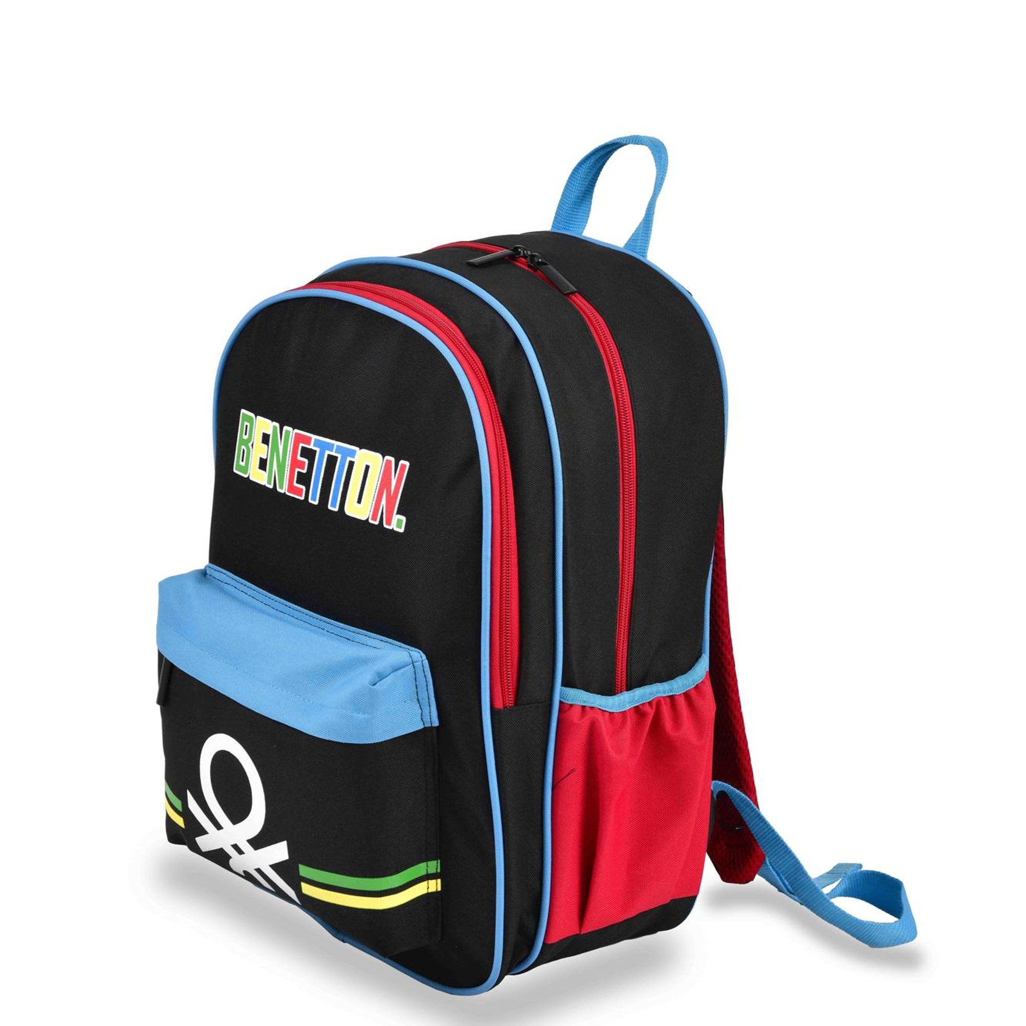 Erkek Çocuk Siyah Benetton Logolu Çift Bölme Sırt Çantası
