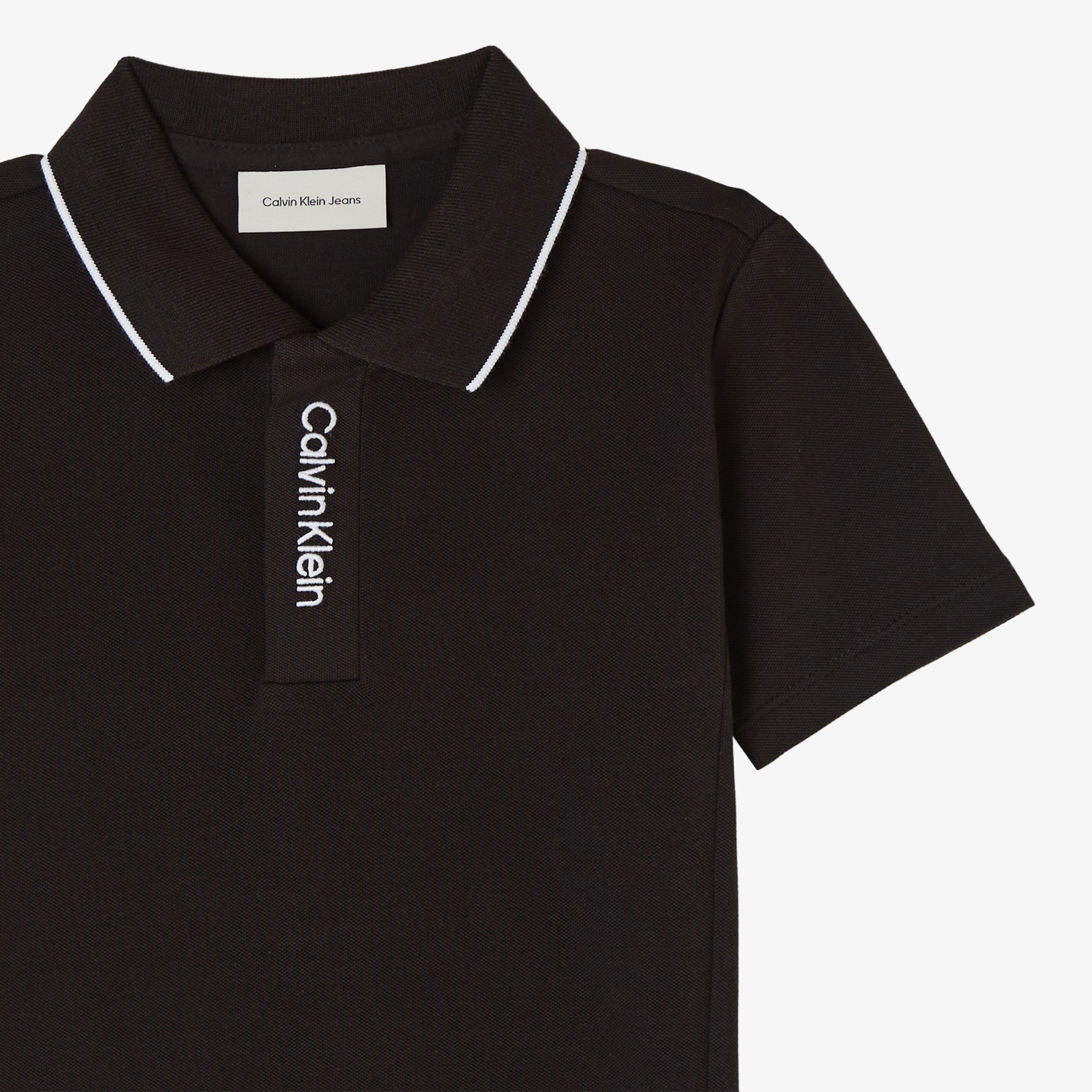 Calvin Klein Embro Logo Pique Çocuk Siyah Polo