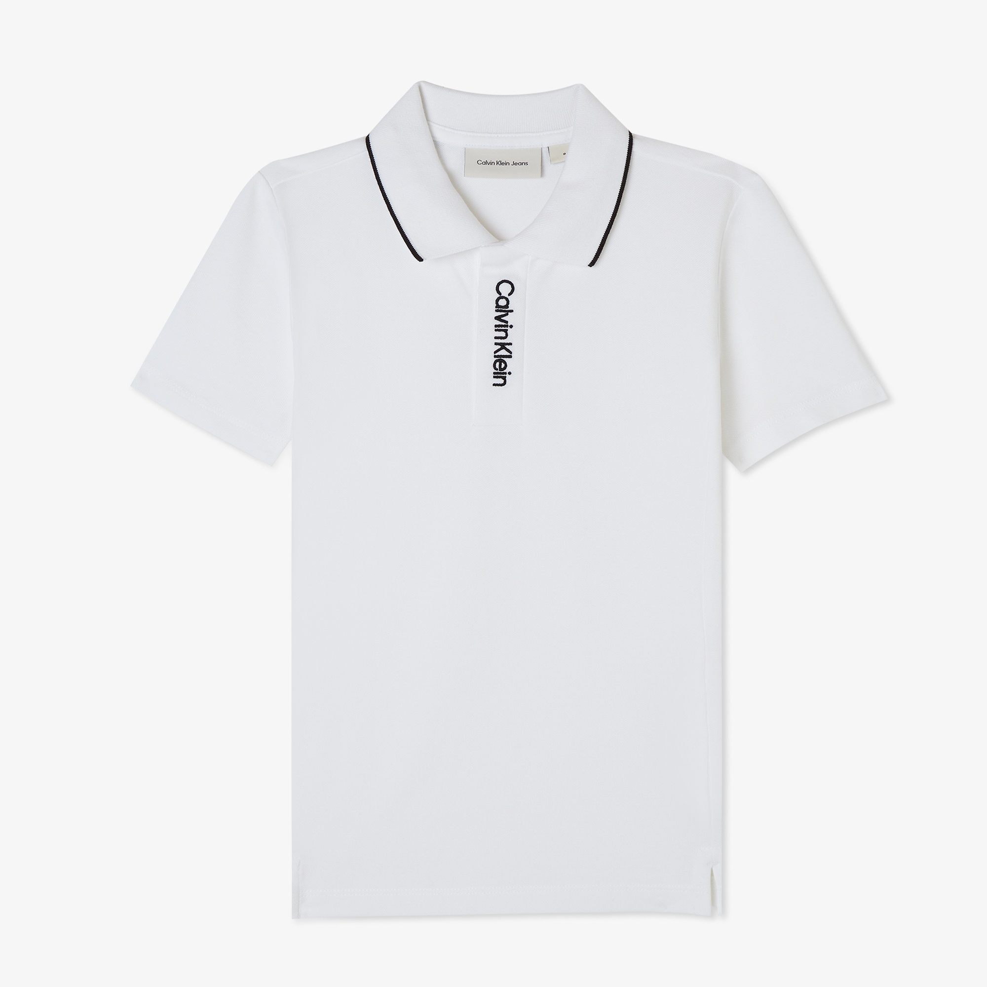 Calvin Klein Embro Logo Pique Çocuk Beyaz Polo