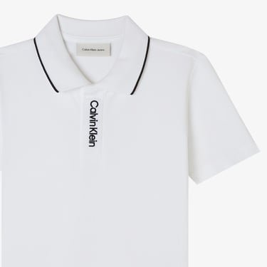  Calvin Klein Embro Logo Pique Çocuk Beyaz Polo