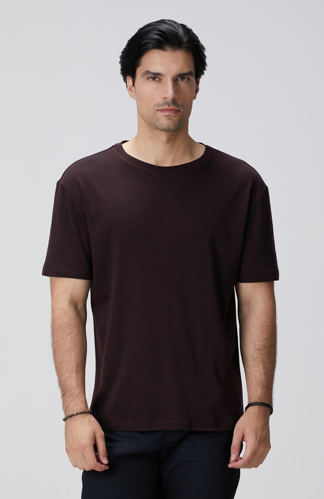  Network Erkek Bordo Yün T-shirt