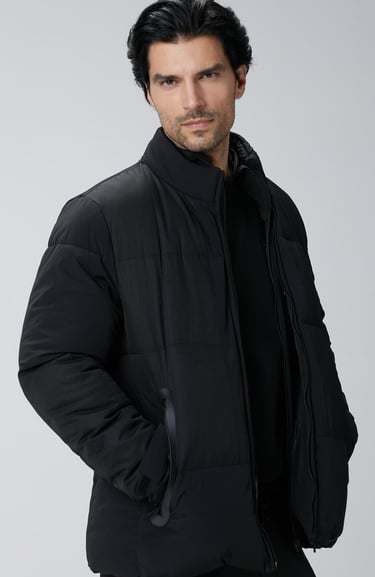  Network Erkek Siyah N-Tech Dik Yaka Puffer Mont