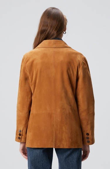  Network Kadın Camel Blazer Süet Deri Ceket