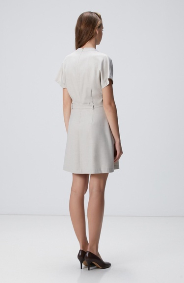  Network Kadın Bej Kemerli Mini Elbise