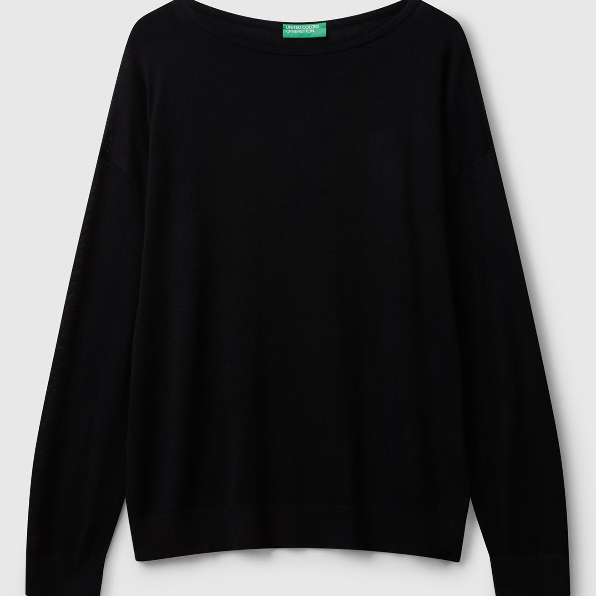 Kadın Sİyah %100 Viskoz Kayık Yaka Kazak