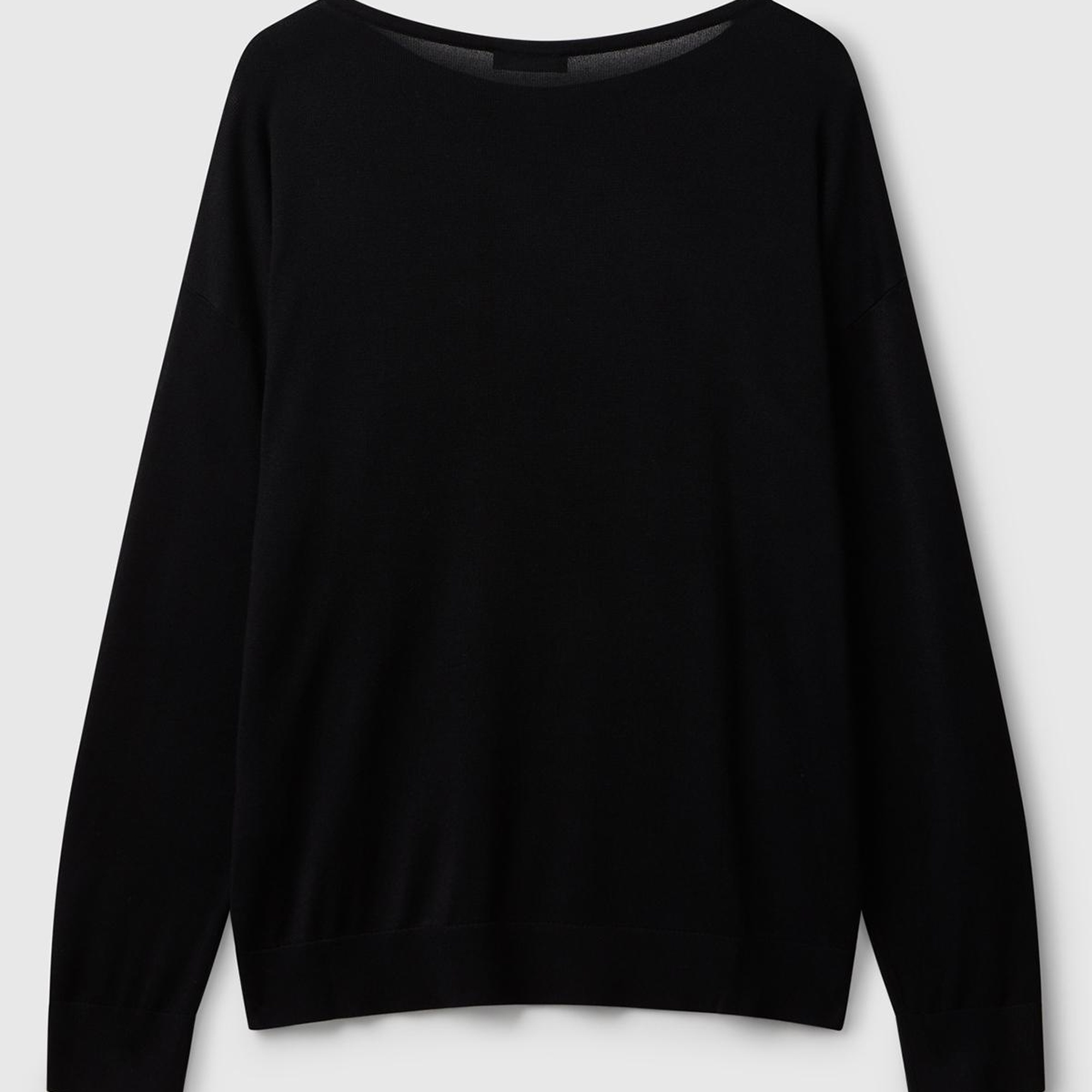 Kadın Sİyah %100 Viskoz Kayık Yaka Kazak