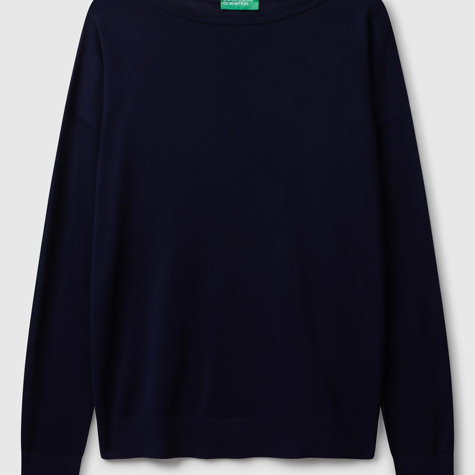 Kadın Lacivert %100 Viskoz Kayık Yaka Kazak