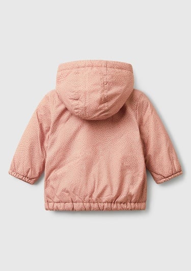 Bebek Gül Kurusu Tamamı Desenli Cepli Fermuarlı Kapüşonlu Ceket