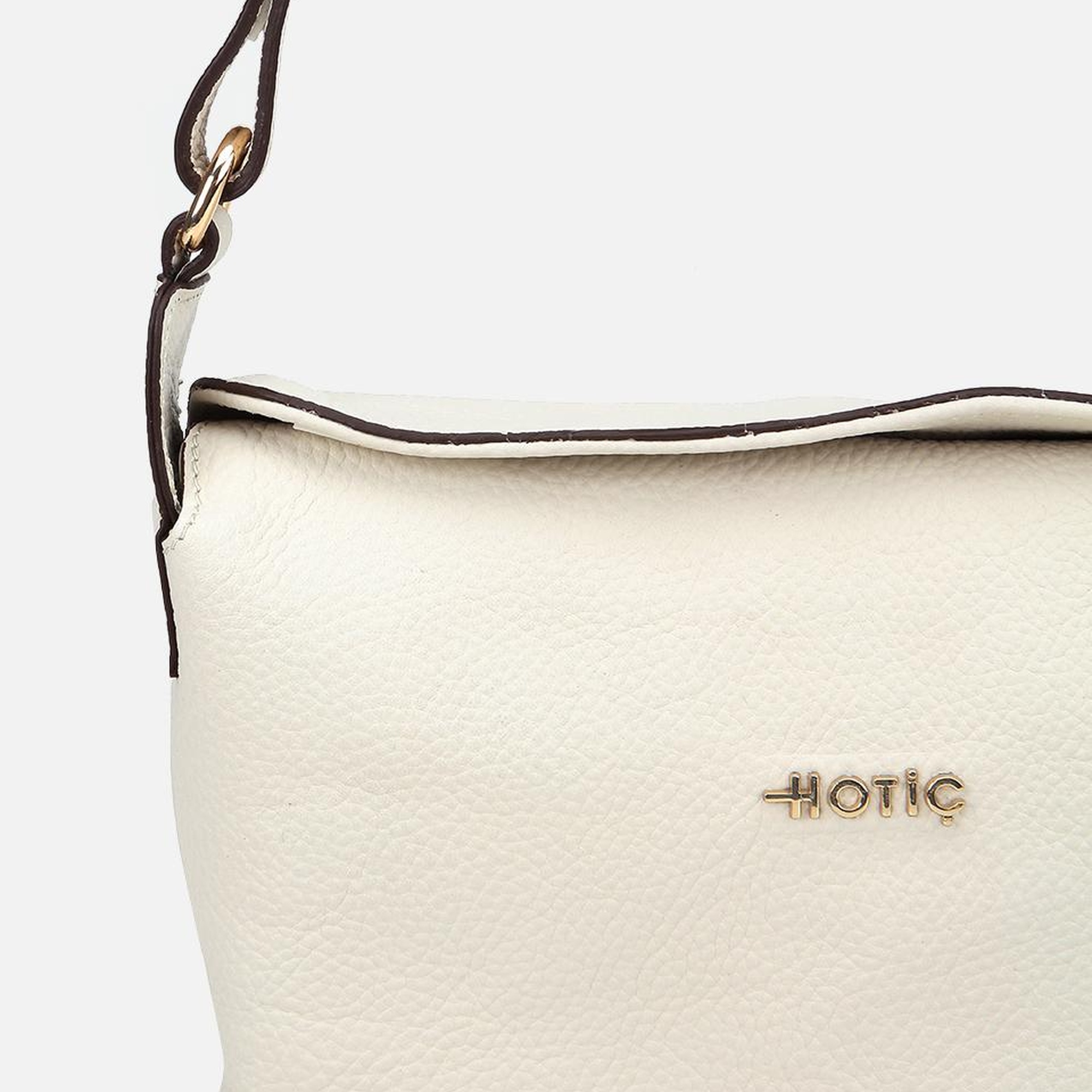 Kadın Deri Ekru Ayarlanabilir Askılı Omuz Çantası