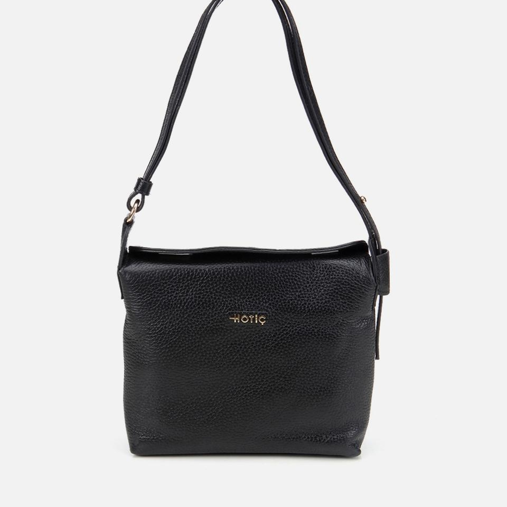 Kadın Deri Siyah Ayarlanabilir Askılı Omuz Çantası