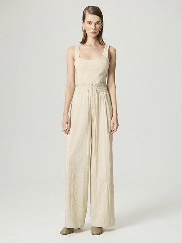  Elastik Bel ve Bağcık Detaylı Pantolon