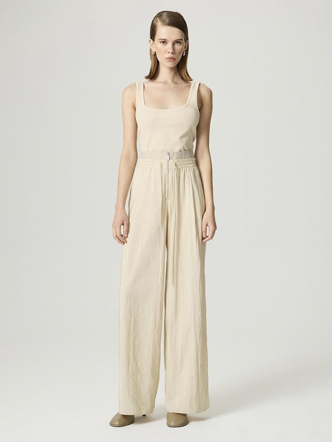  Elastik Bel ve Bağcık Detaylı Pantolon