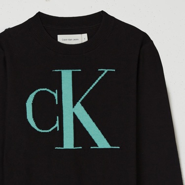  Calvin Klein Jeans Monogram Reg. Çocuk Siyah Kazak